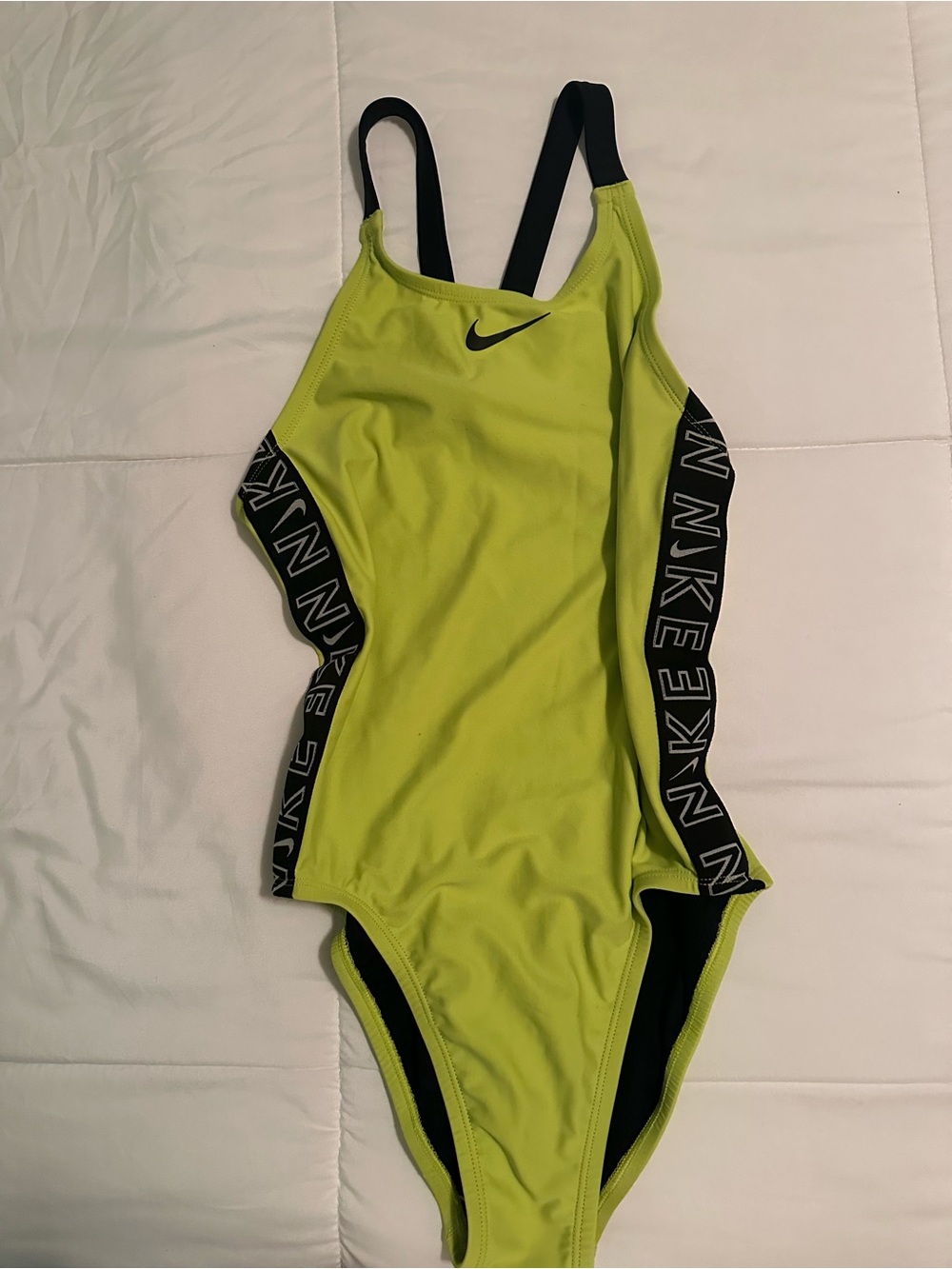 Nike Lime Green One-Piece Swimsuit with Black Trim